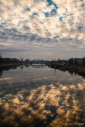 clounds and sky reflection on Wisla river in krakow